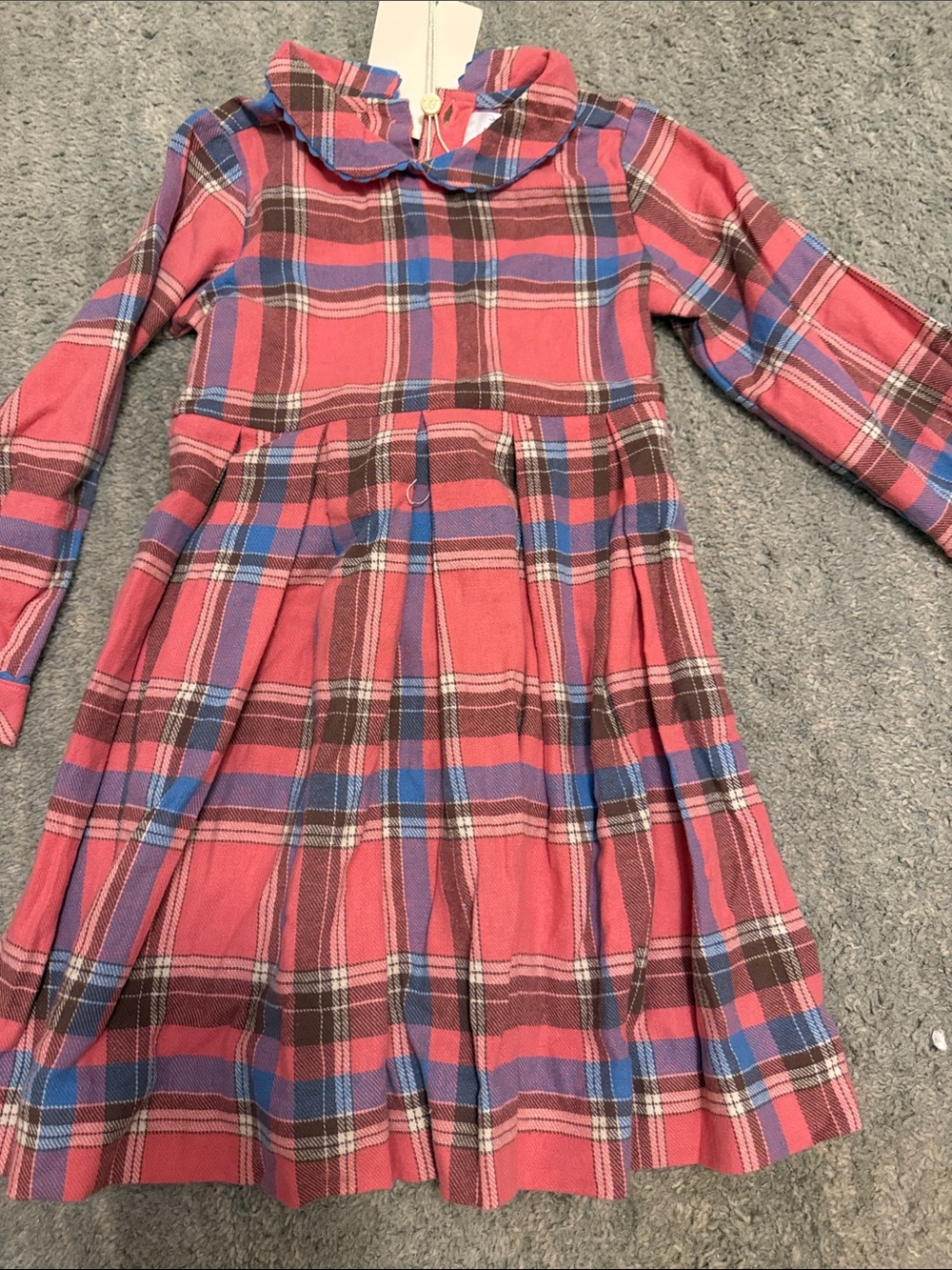 Rachel Riley New flannel Girls' Plaid Pink Long-Sleeve Dress